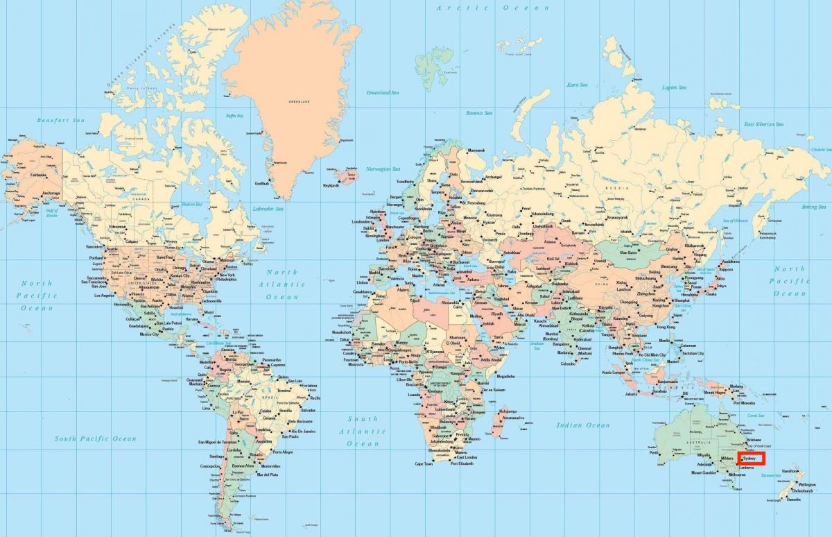 sydney, sur la carte du monde