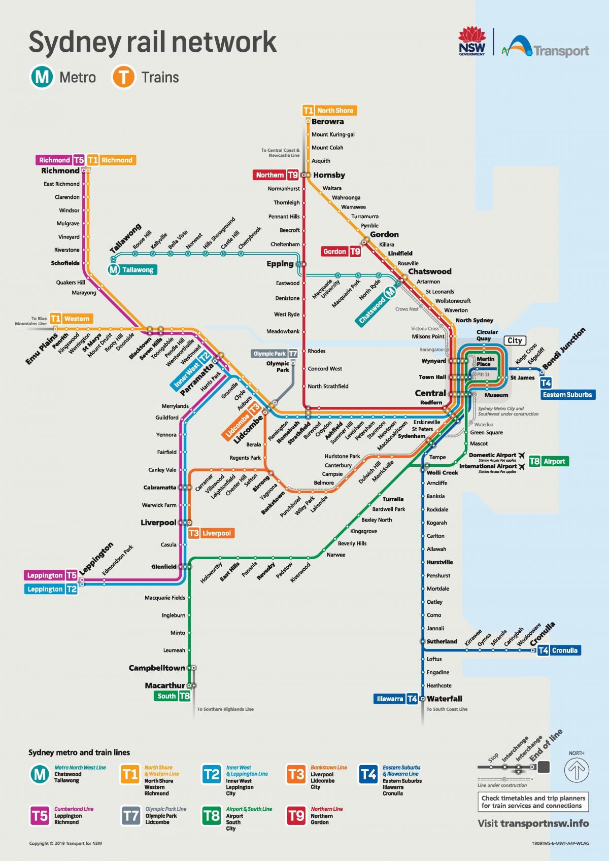 la carte de sydney trains