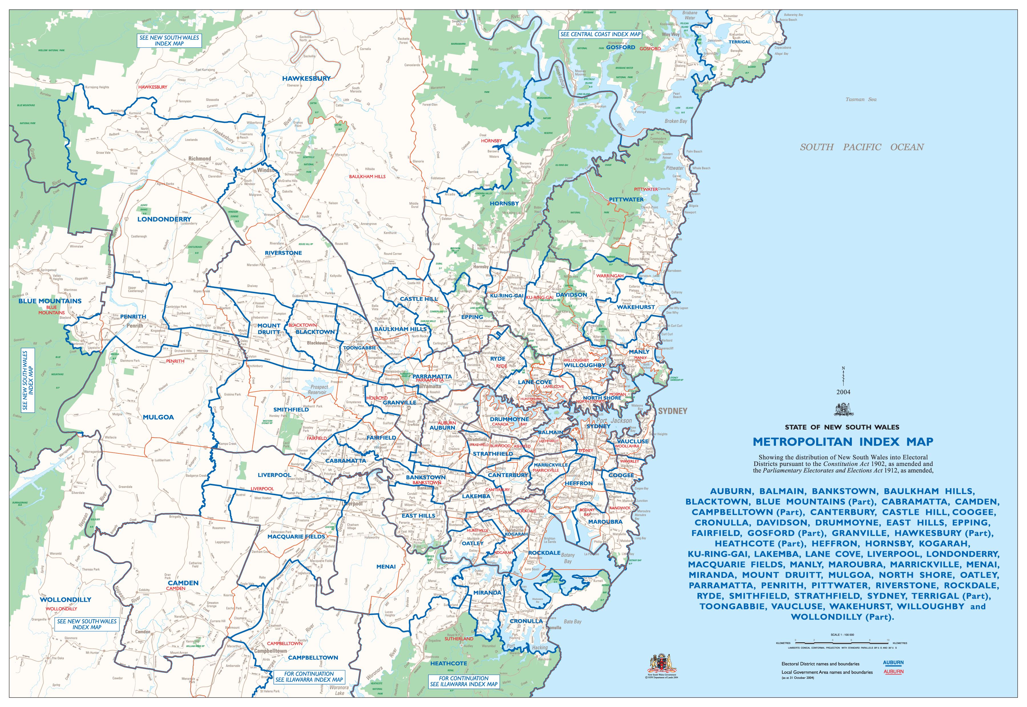 Sydney Région Métropolitaine De Carte Carte De La Région