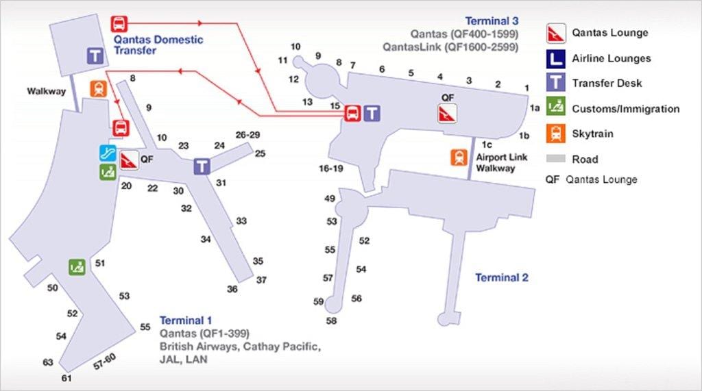 carte de l'aéroport de sydney