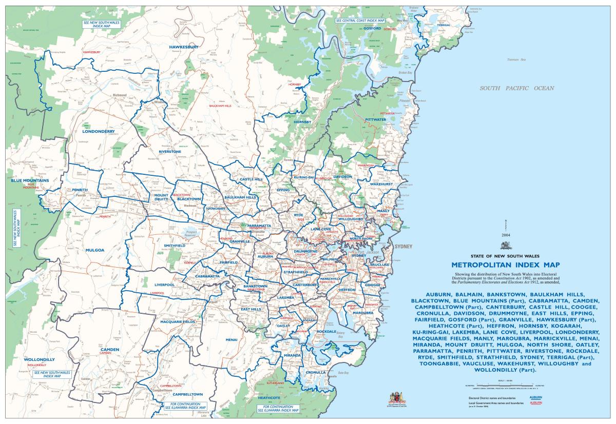 carte de la région métropolitaine de sydney