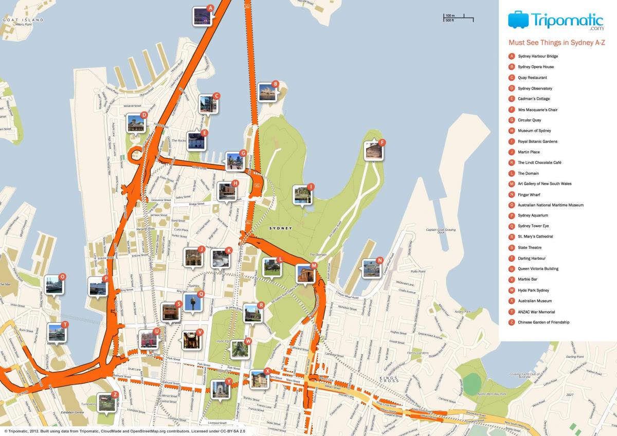 la carte touristique de sydney