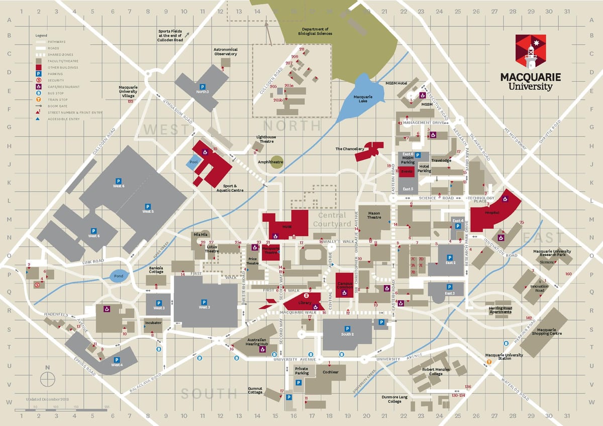 l'université macquarie carte du campus