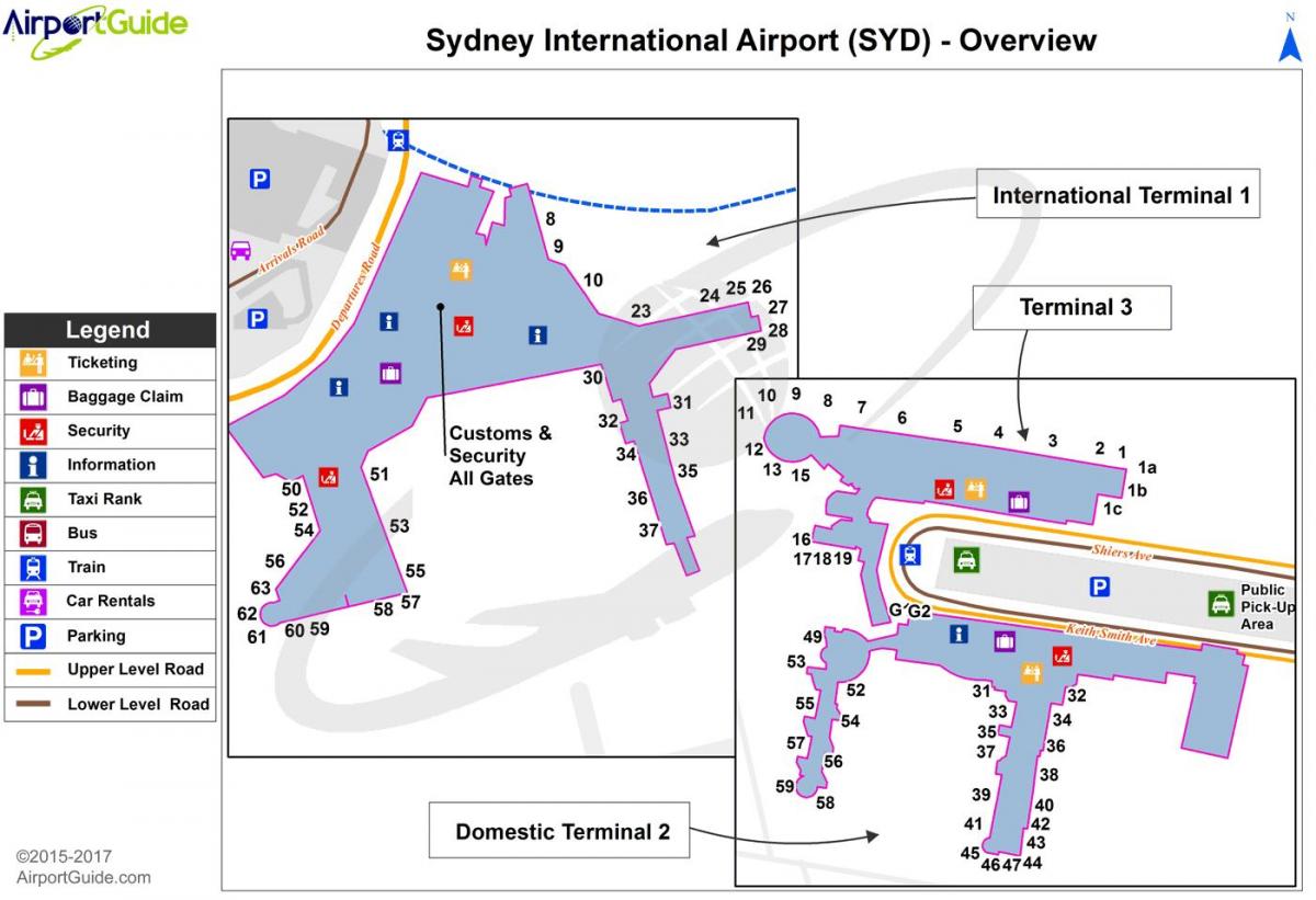 carte de l'aéroport de sydney
