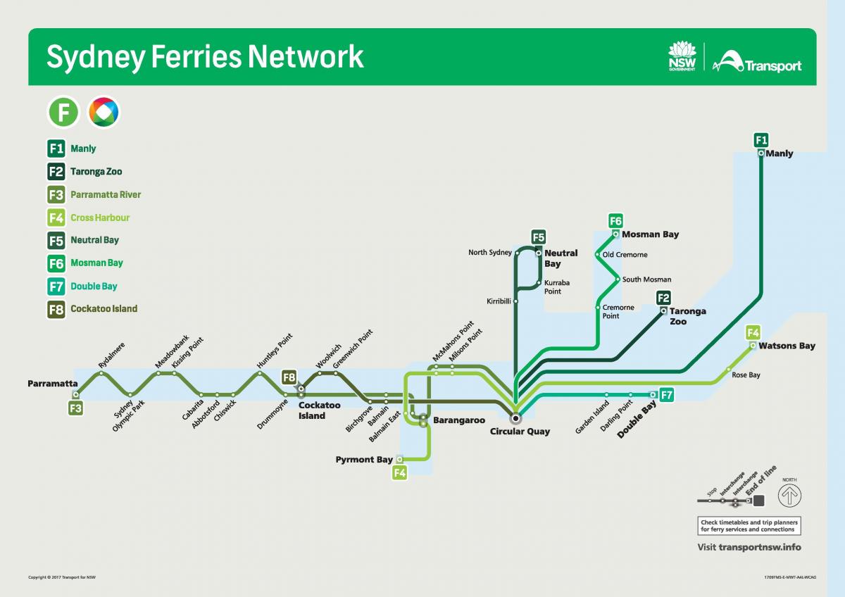 sydney ferries carte du réseau