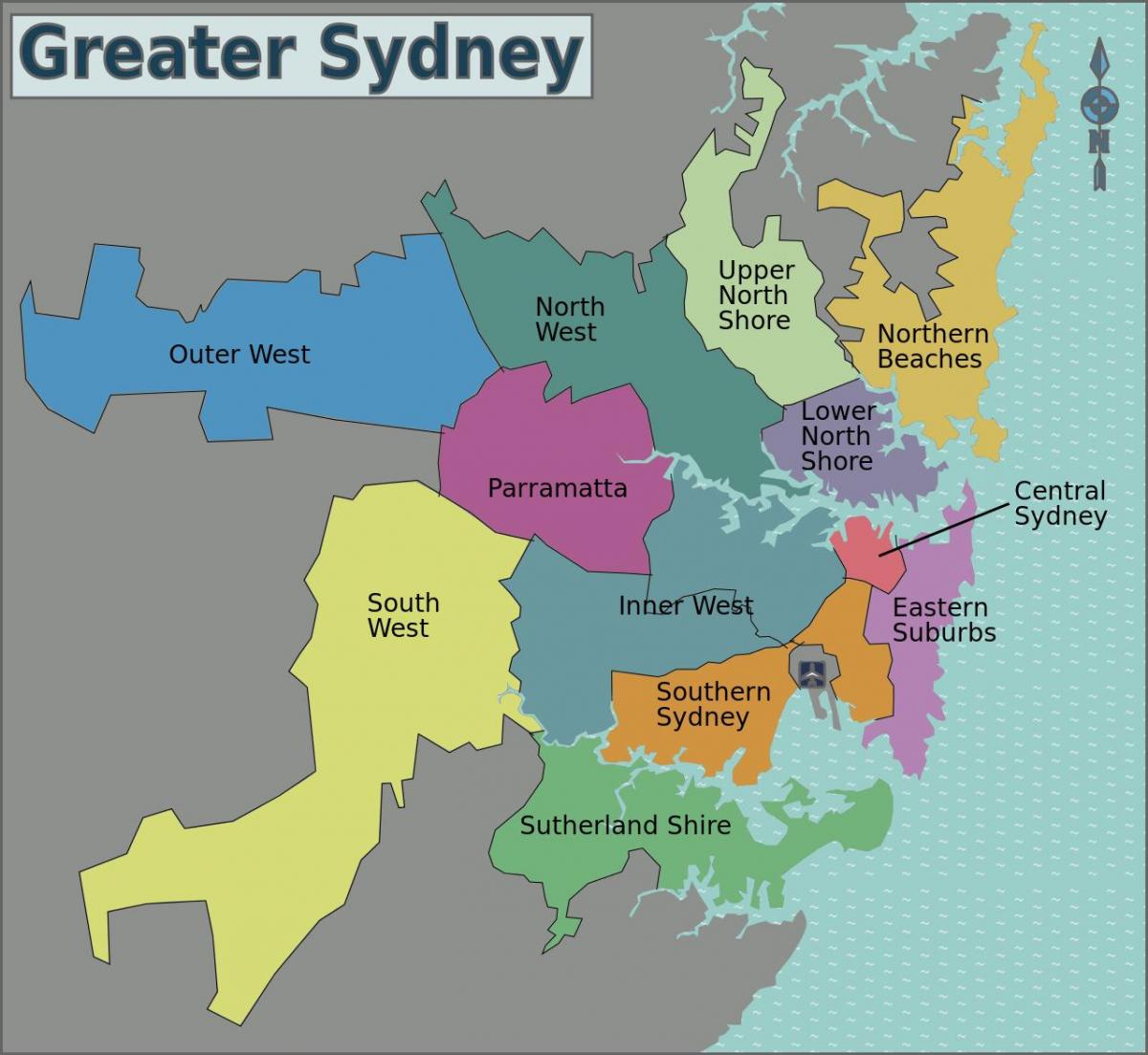 carte de la région de sydney