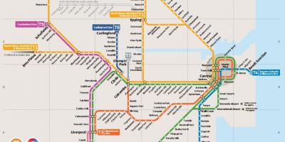 Carte de métro nord-ouest de sydney